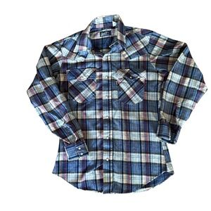 Levi's Men's Multicolor Plaid Button-Down Shirt 70s Pearl button classic medium